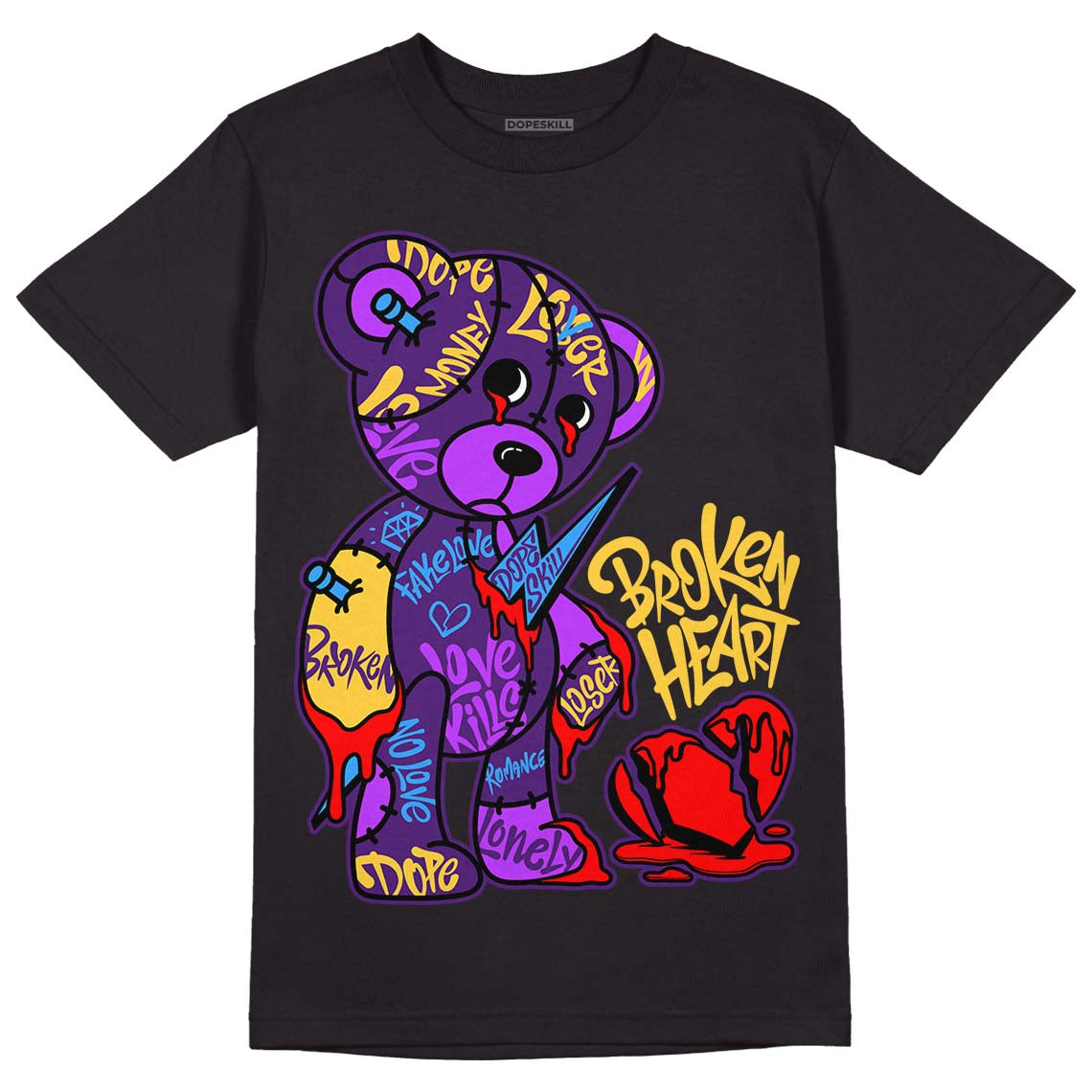 Field Purple 12s DopeSkill T-Shirt Broken Heart Graphic
