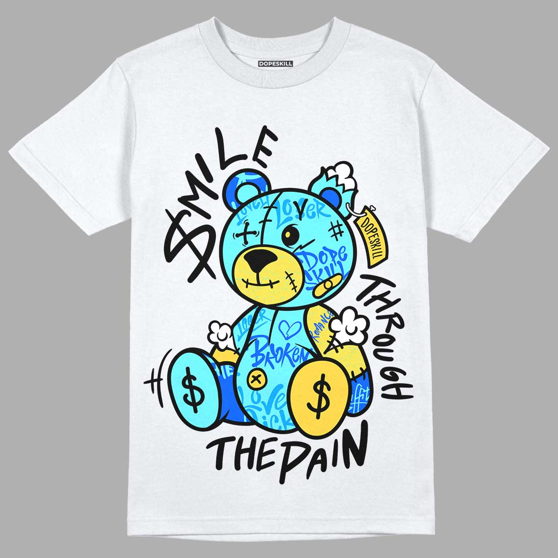 Aqua 5s DopeSkill T-Shirt Smile Through The Pain Graphic