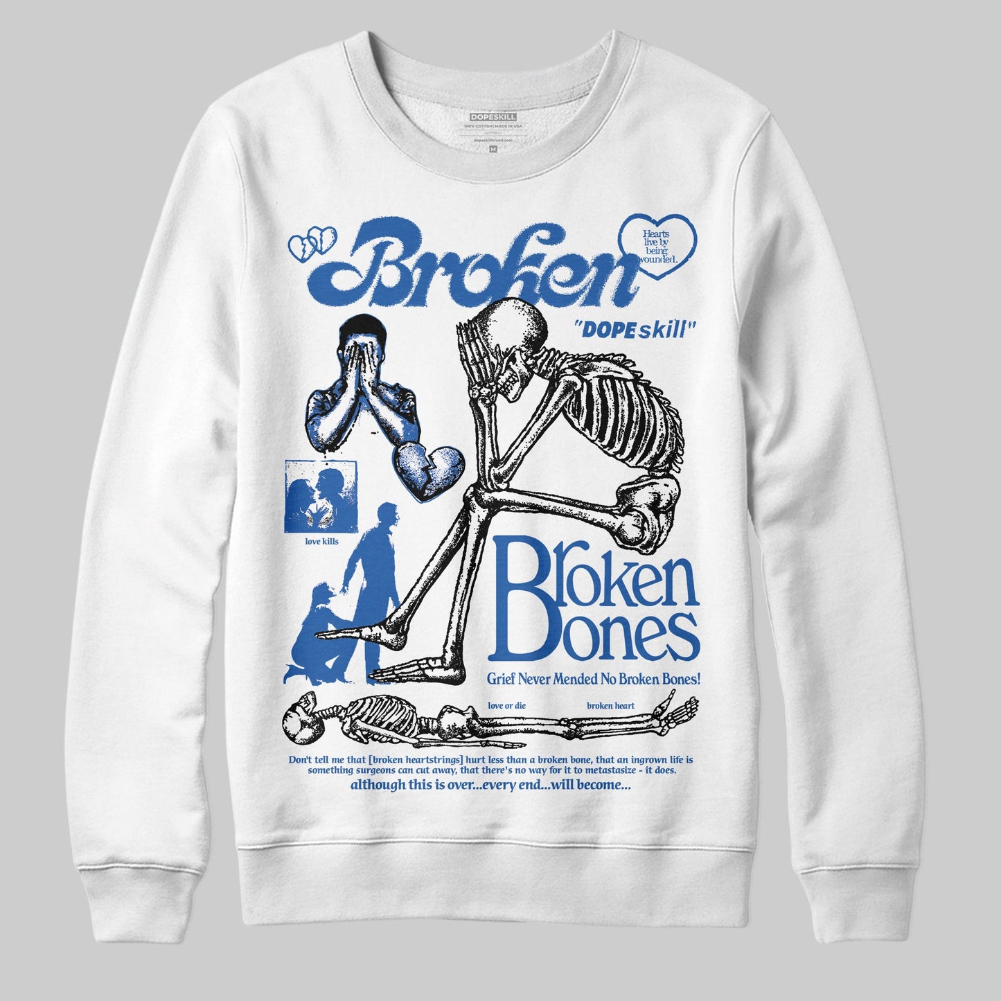 Blueberry 12s DopeSkill Sweatshirt Broken Bones Graphic