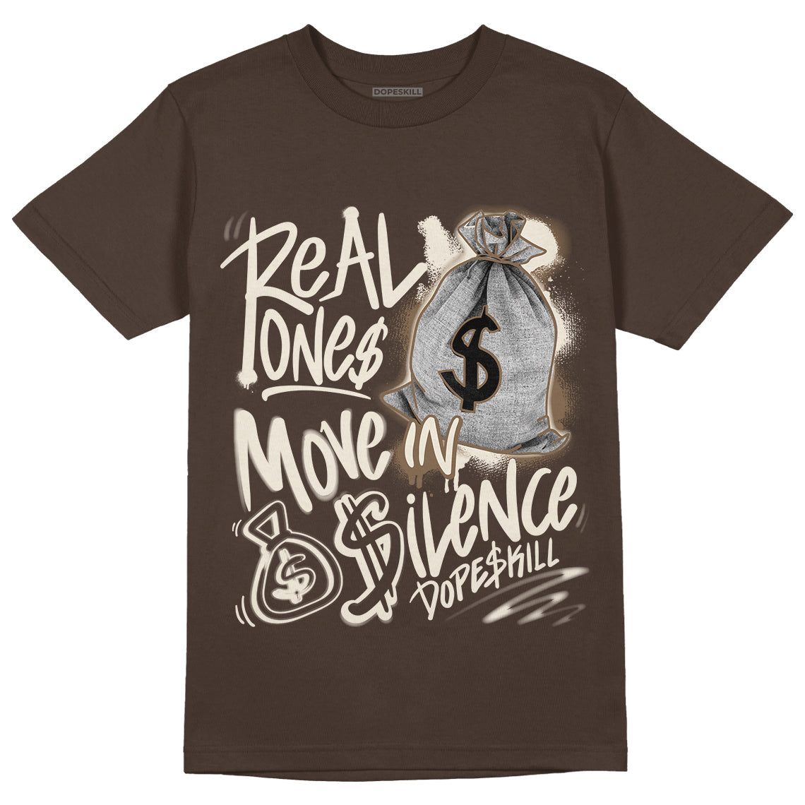 AJ 1 Low OG “Reverse Mocha” DopeSkill Ridgerock T-shirt Real Ones Move In Silence Graphic