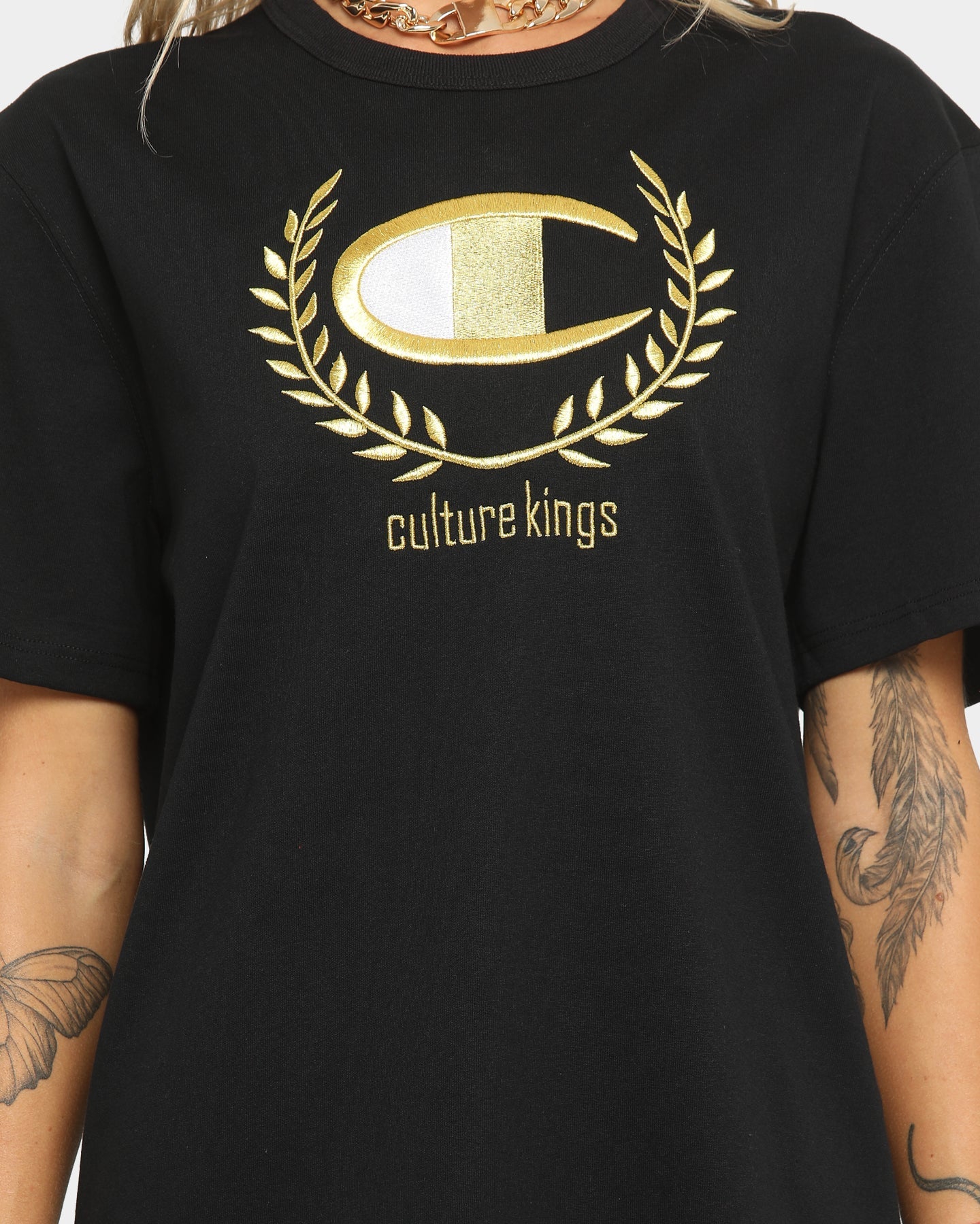 Champion Champion x Culture Kings Heritage T-Shirt Black/Gold Style001