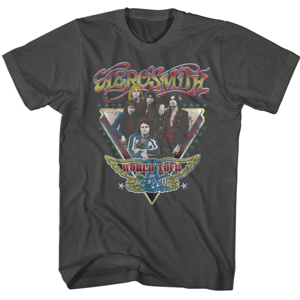 Aerosmith - World Tour - American Classics - Solid Gray Adult Short Sleeve T-Shirt