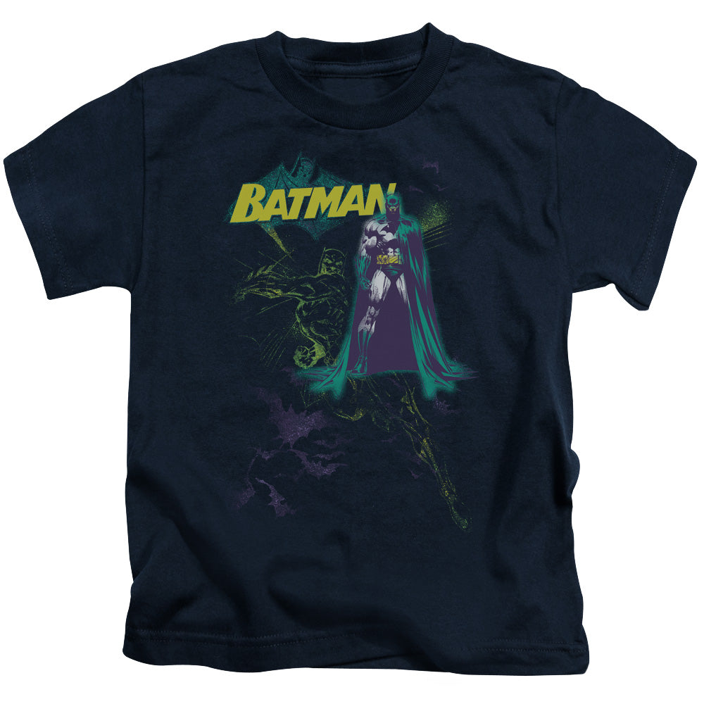 Batman Bat Spray Juvenile Kids Youth T Shirt Navy Blue