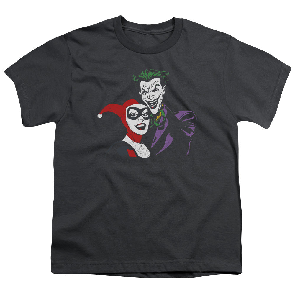 Batman Joker & Harley Kids Youth T Shirt Charcoal