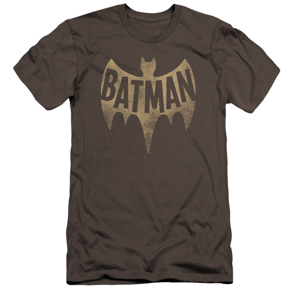 Batman Classic Tv Vintage Logo Premium Bella Canvas Slim Fit Mens T Shirt Charcoal