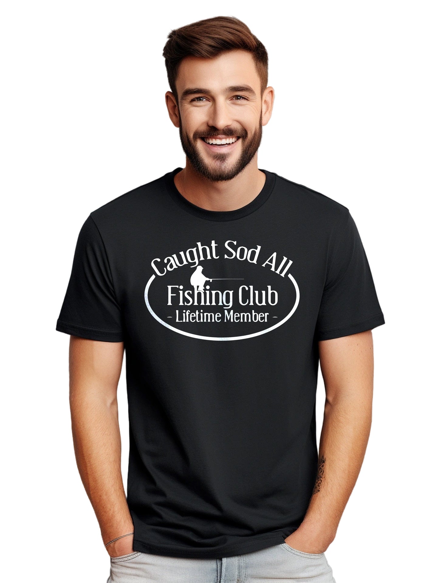 Caught Sod All Funny Fishing Club T-Shirt