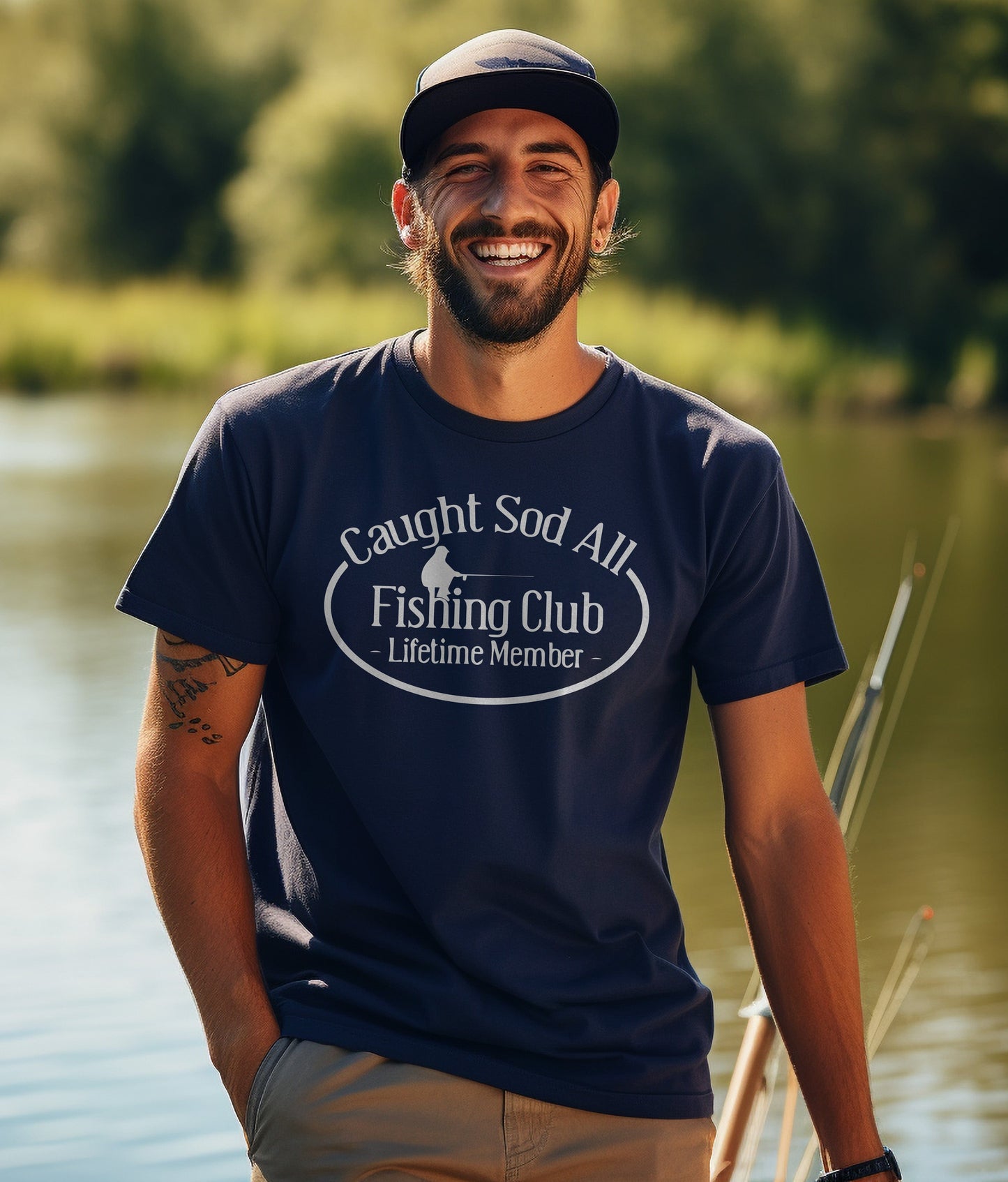 Caught Sod All Funny Fishing Club T-Shirt
