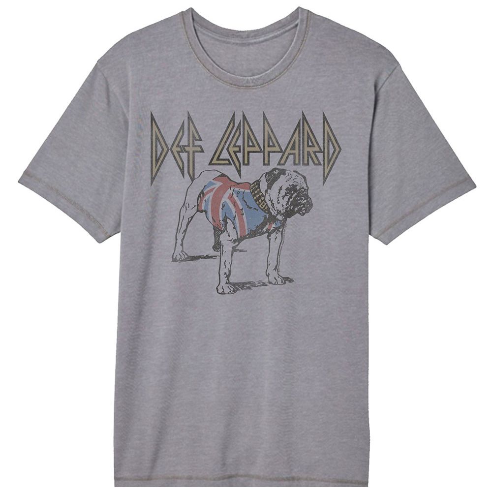 Def Leppard Bulldog Officially Licensed Adult Short Sleeve Vintage Wash T-Shirt