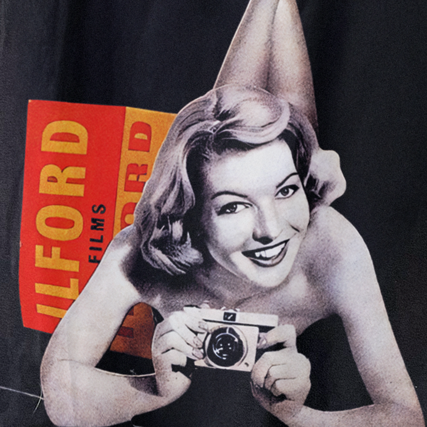 VINTAGE ILFORD 'FILMS' 60s PRINT BLACK T-SHIRT