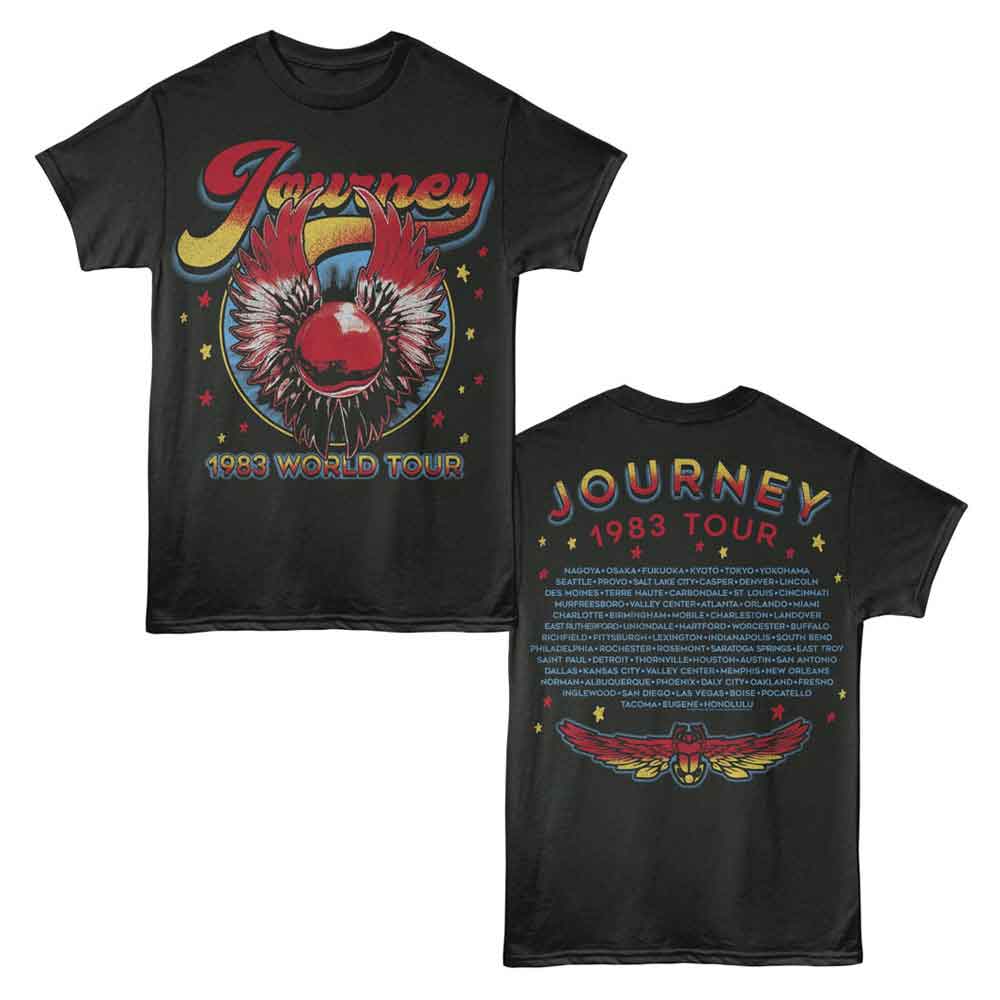 Journey - 1983 World Tour - American Classics - Gray 2-Sided Print Adult Short Sleeve T-Shirt