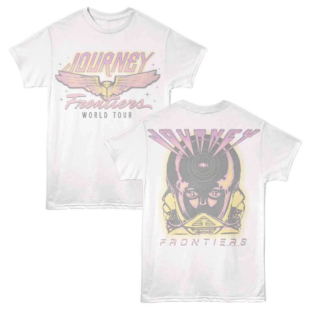 Journey - Frontiers World Tour - American Classics - White 2-Sided Print Adult Short Sleeve T-Shirt