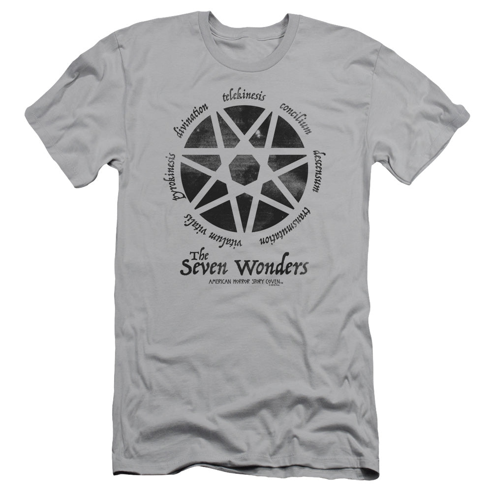 American Horror Story Seven Wonders Slim Fit Mens T Shirt Silver