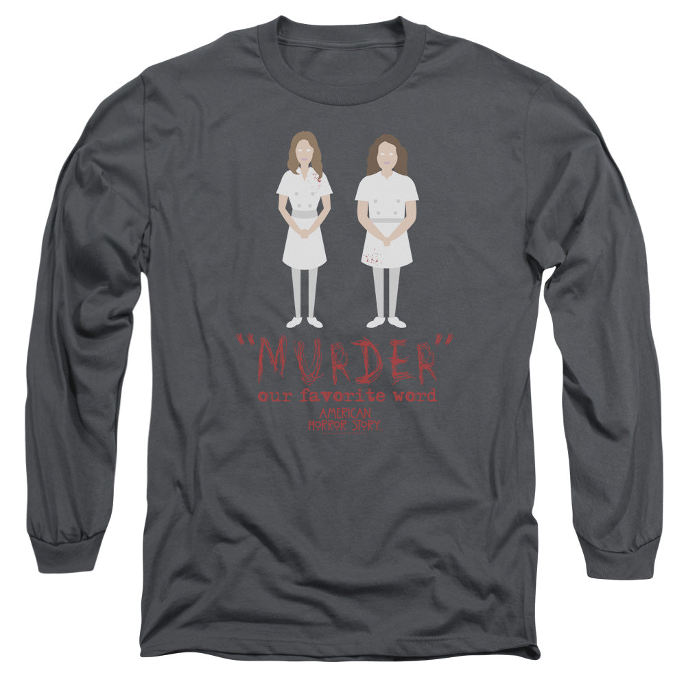American Horror Story Murder Mens Long Sleeve Shirt Charcoal