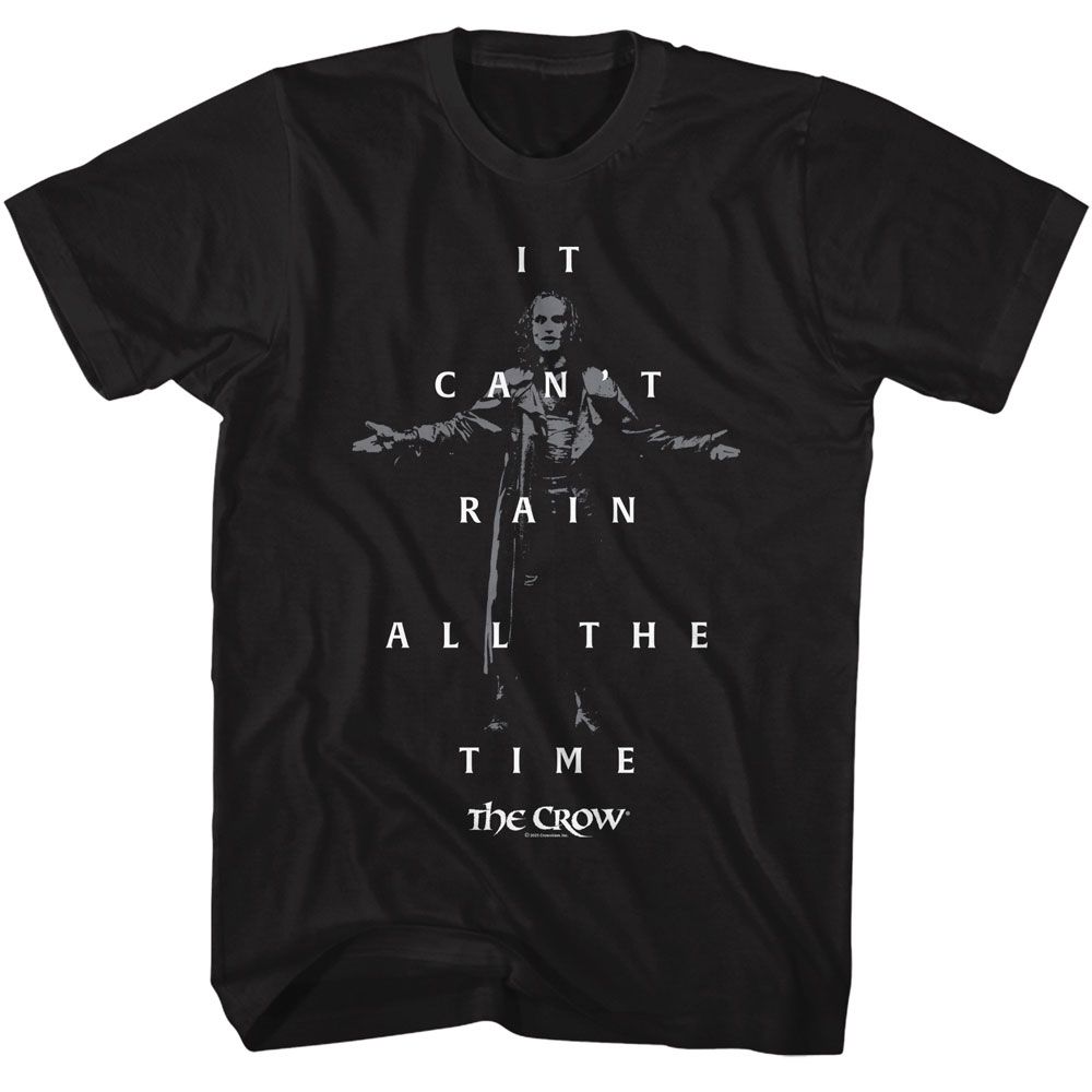 The Crow - Cant Rain Quote And Photo - American Classics - Solid Black Adult Short Sleeve T-Shirt