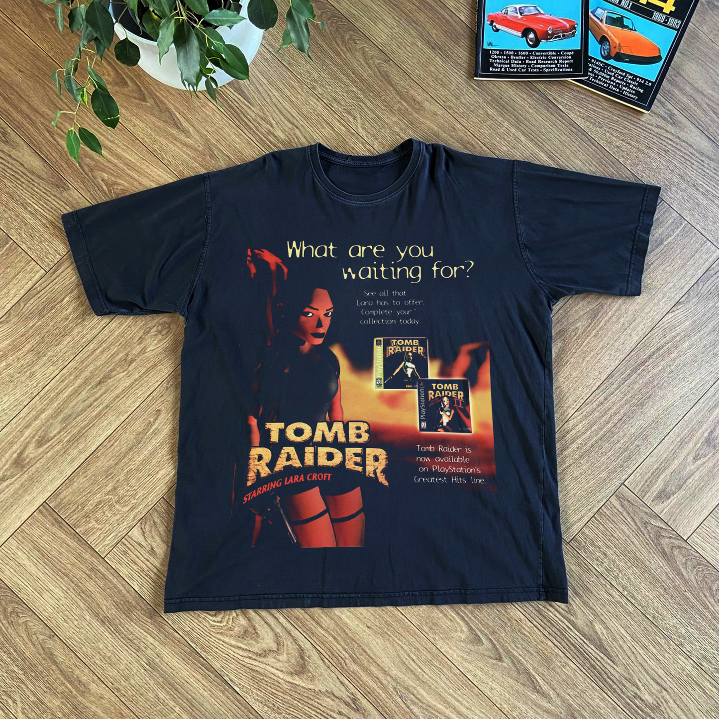 'TOMB RAIDER' 90s VINTAGE VIDEO GAME AD BLACK PROMO T-SHIRT