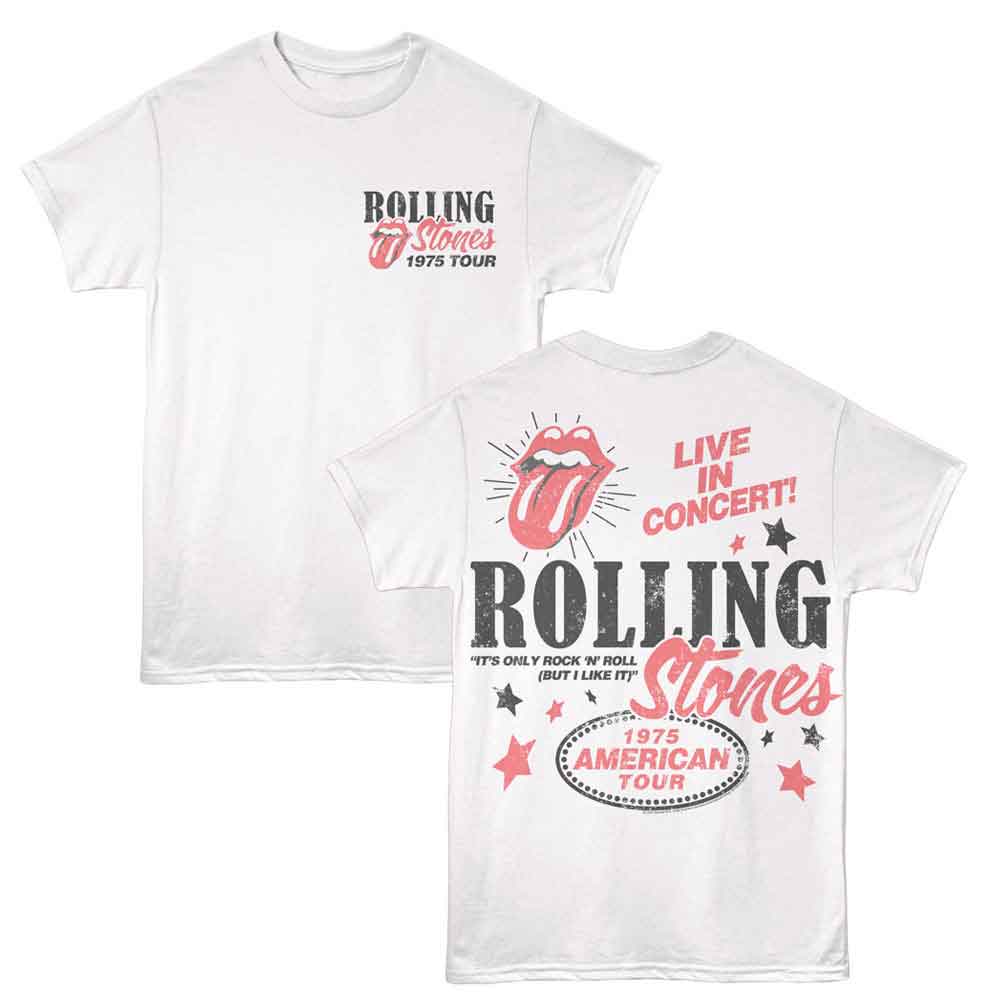 Rolling Stones - 1975 American Tour - American Classics - White 2-Sided Print Adult Short Sleeve T-Shirt