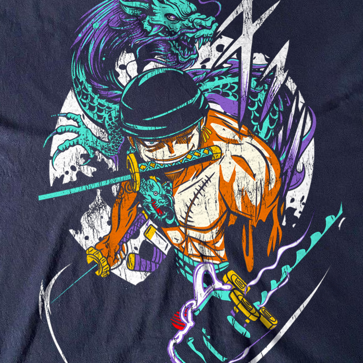 RORONOA ZORO 'DRAGON DAMNATION' BLACK ANIME T-SHIRT