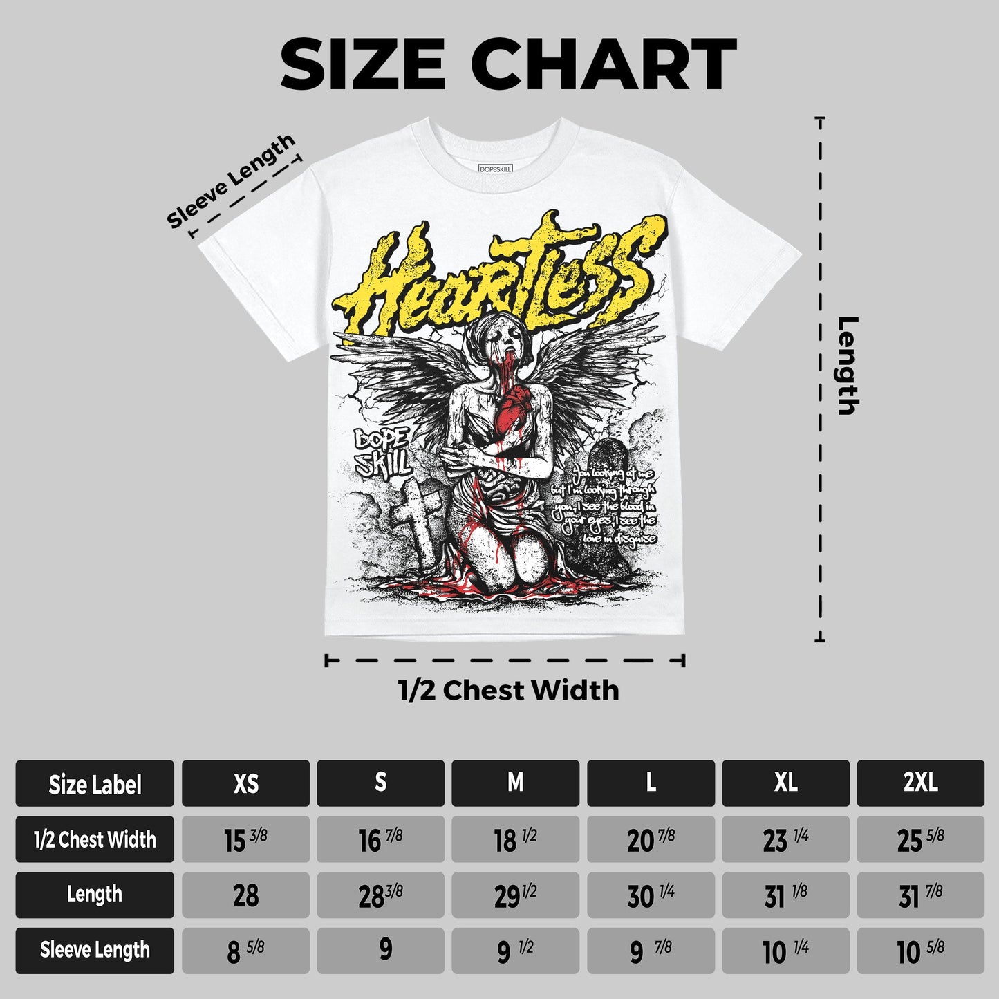 Black Tour Yellow AJ 4 Thunder DopeSkill Oversize Print T-Shirt Heartless Graphic