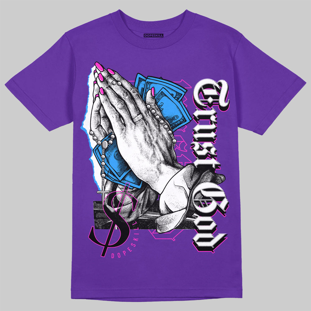 Dunk Purple Championship Court White DopeSkill Purple T-shirt Trust God Graphic