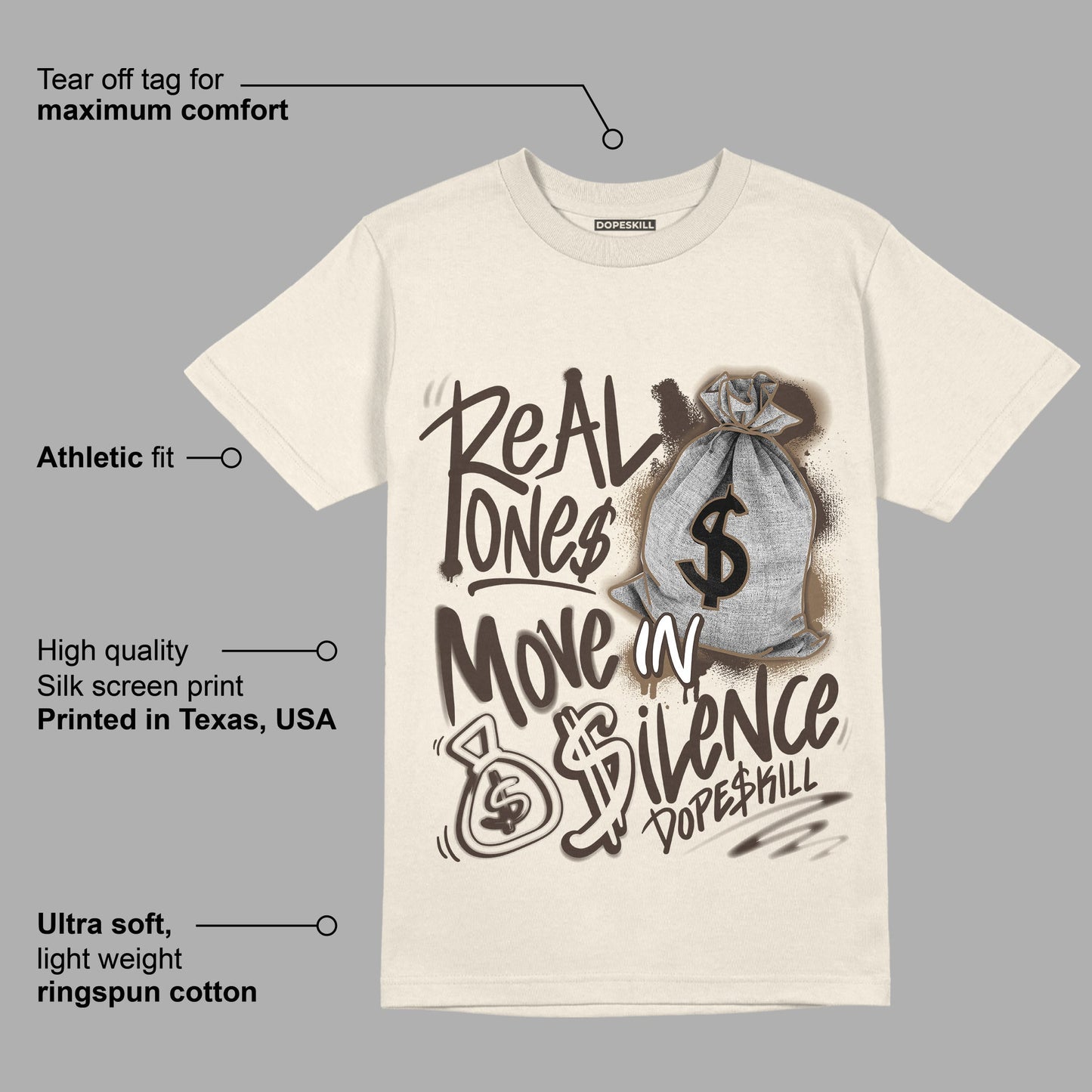 AJ 1 Low OG “Reverse Mocha” DopeSkill Sail T-shirt Real Ones Move In Silence Graphic