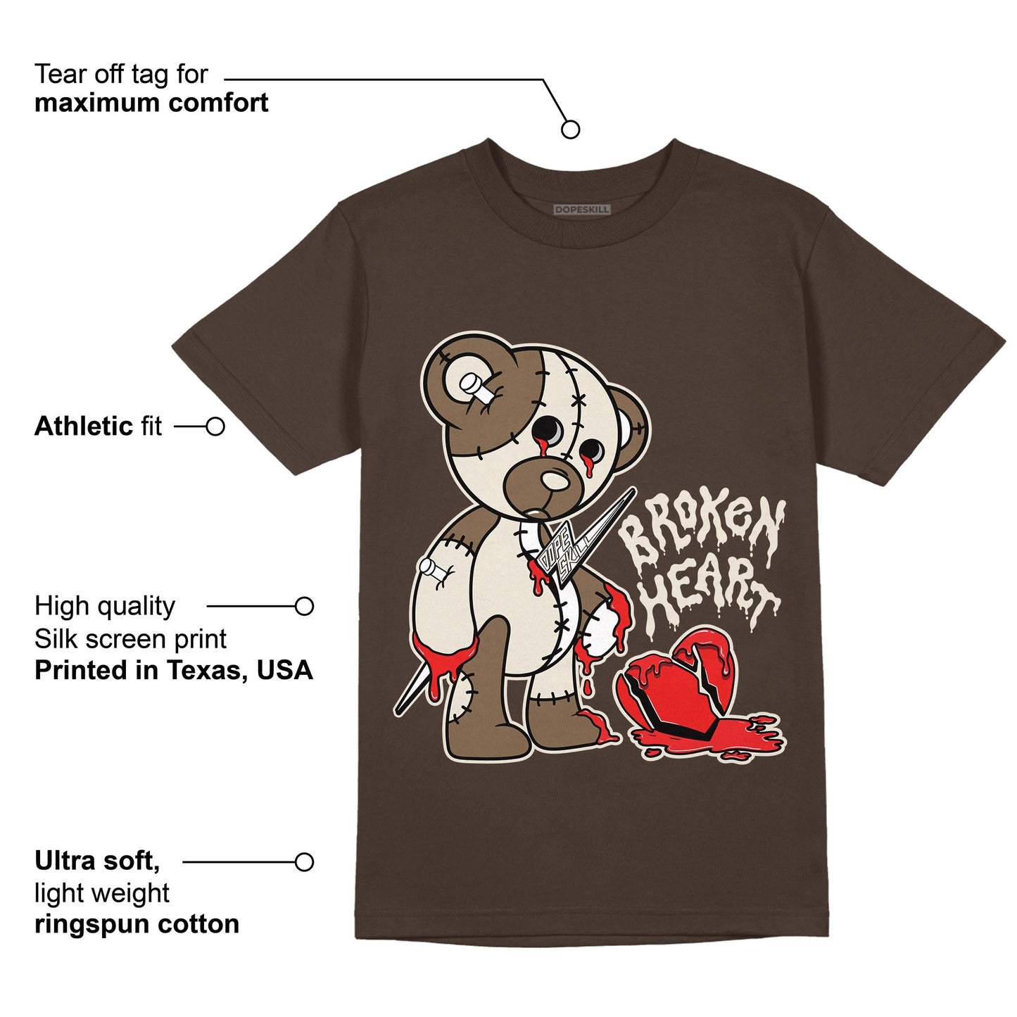AJ 1 Low OG “Reverse Mocha” DopeSkill Ridgerock T-shirt Broken Heart Graphic