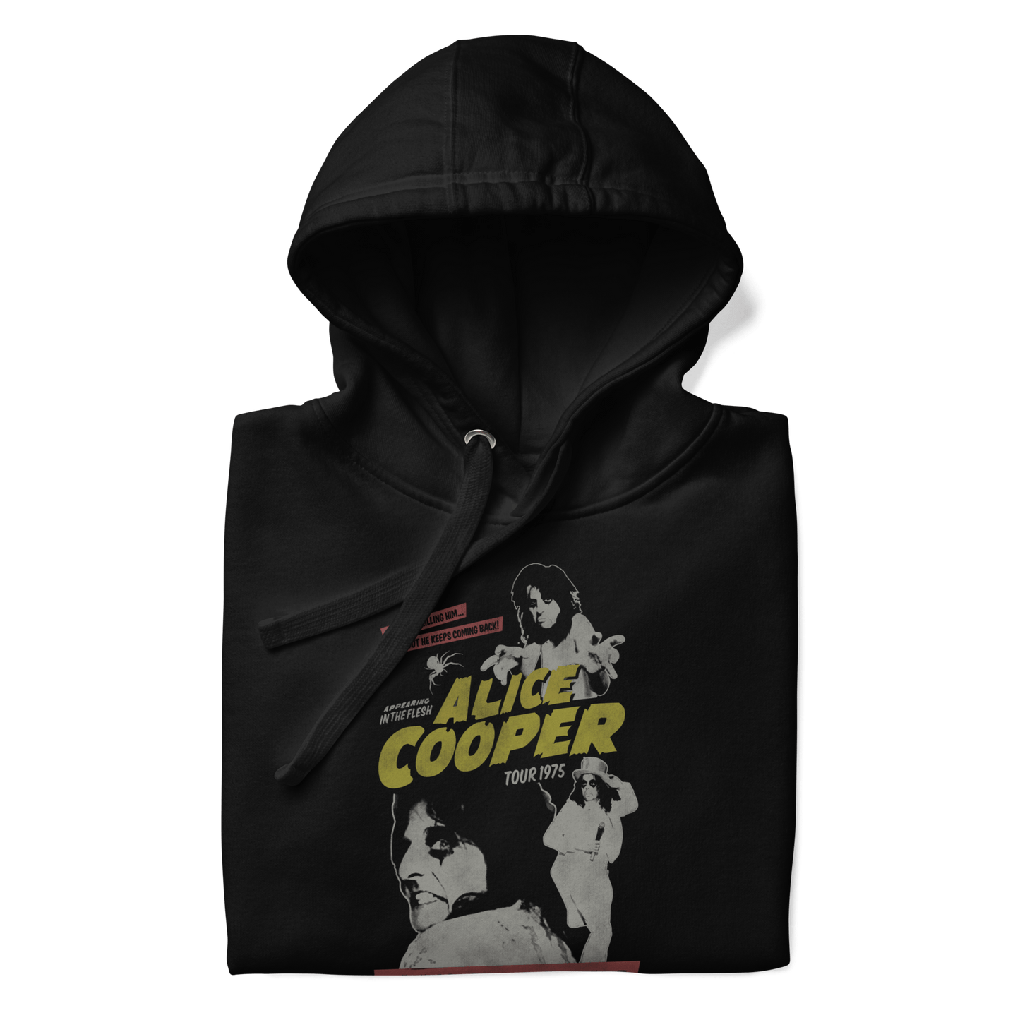 Alice Cooper 1975 Tour Vintage Mens Hoodie Black