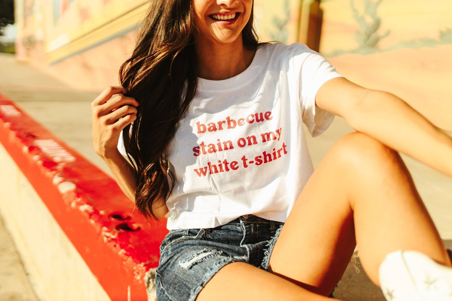 Barbecue Stain Boxy Crop Graphic Tee Shirt