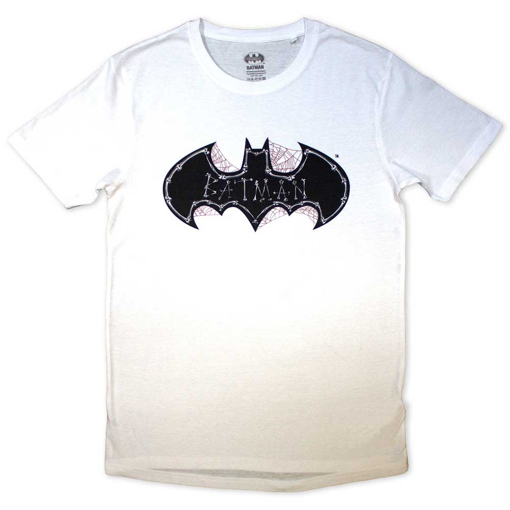 Batman Bat Skull & Cobwebs Mens T Shirt White