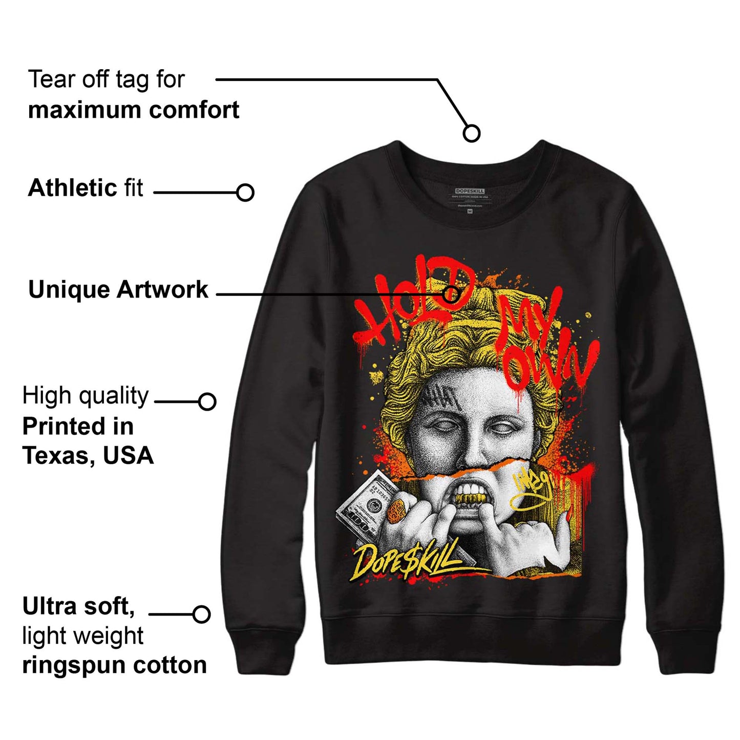 Black Tour Yellow AJ 4 Thunder DopeSkill Sweatshirt Hold My Own Graphic