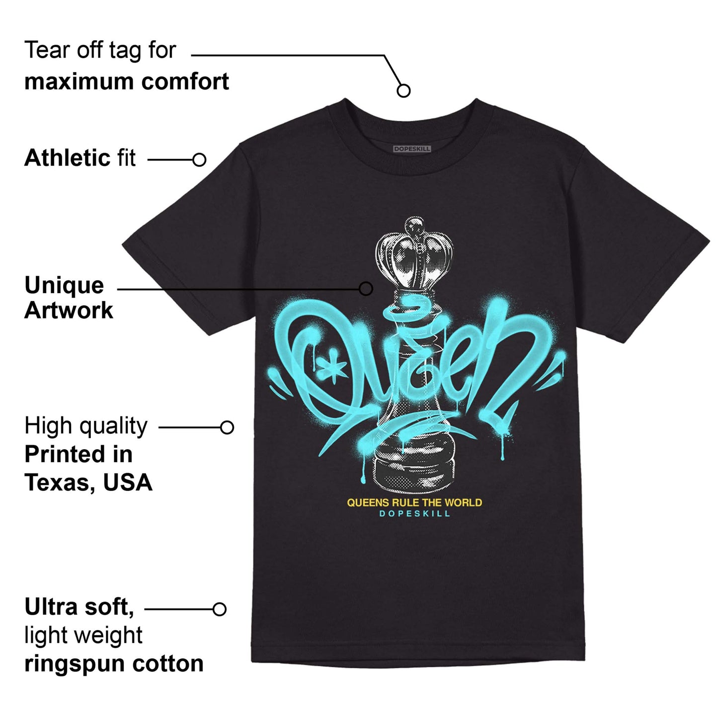 Aqua 5s DopeSkill T-Shirt Queen Chess Graphic