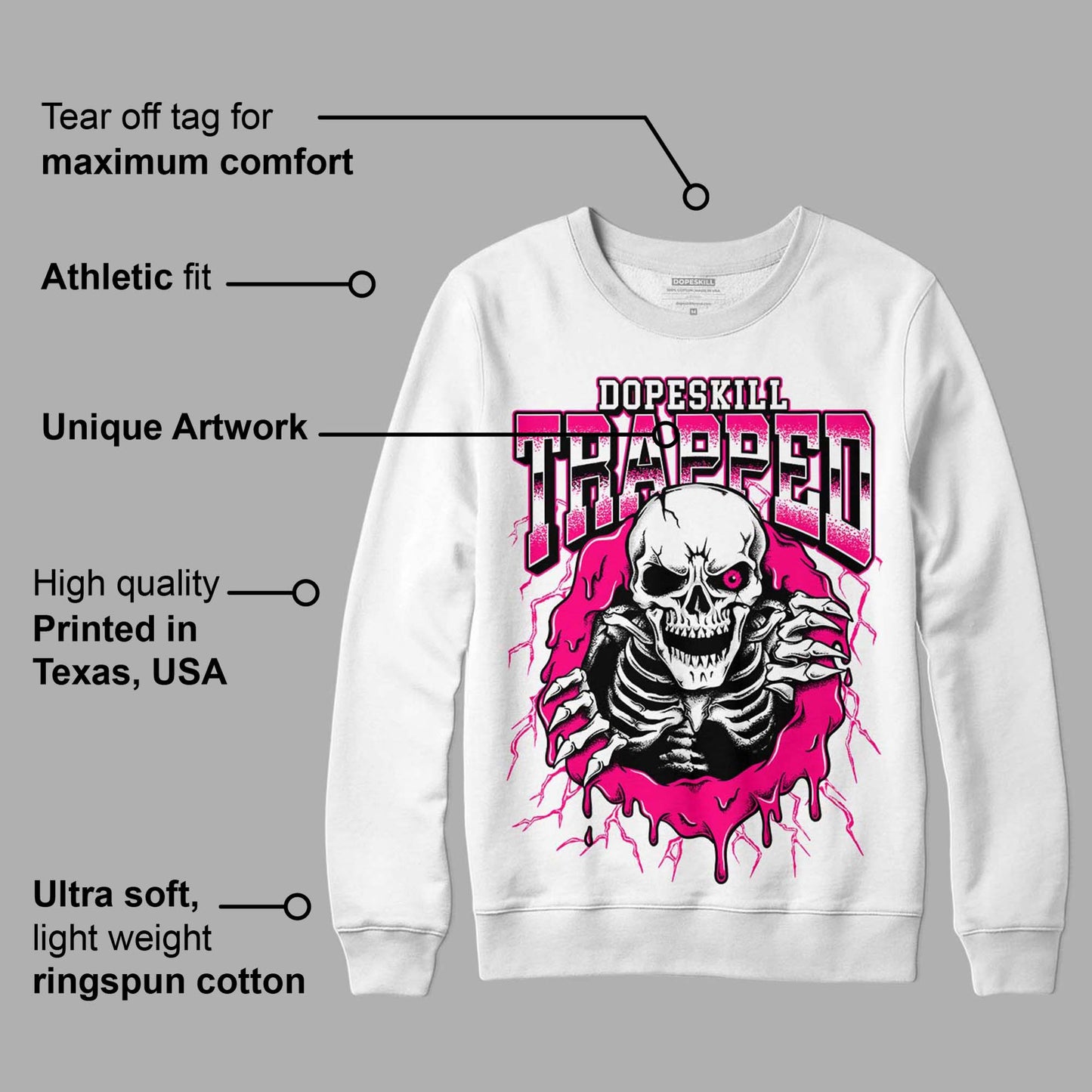 Fierce Pink 1s DopeSkill Sweatshirt Trapped Halloween Graphic