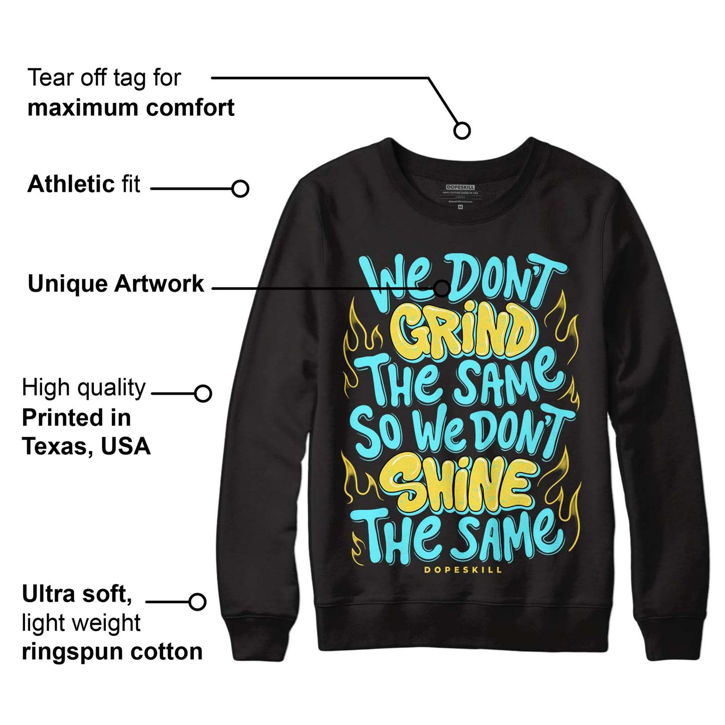 Aqua 5s DopeSkill Sweatshirt Grind Shine Graphic