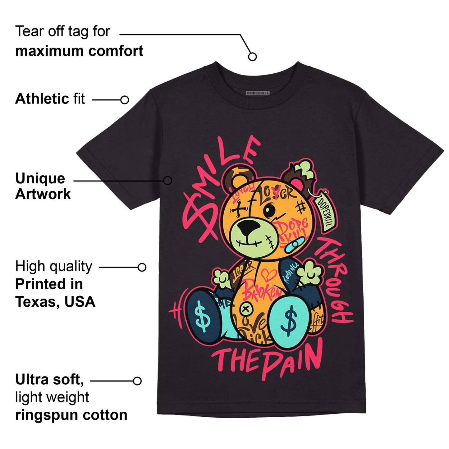 AJ 1 High OG Bio Hack DopeSkill T-Shirt Smile Through The Pain Graphic