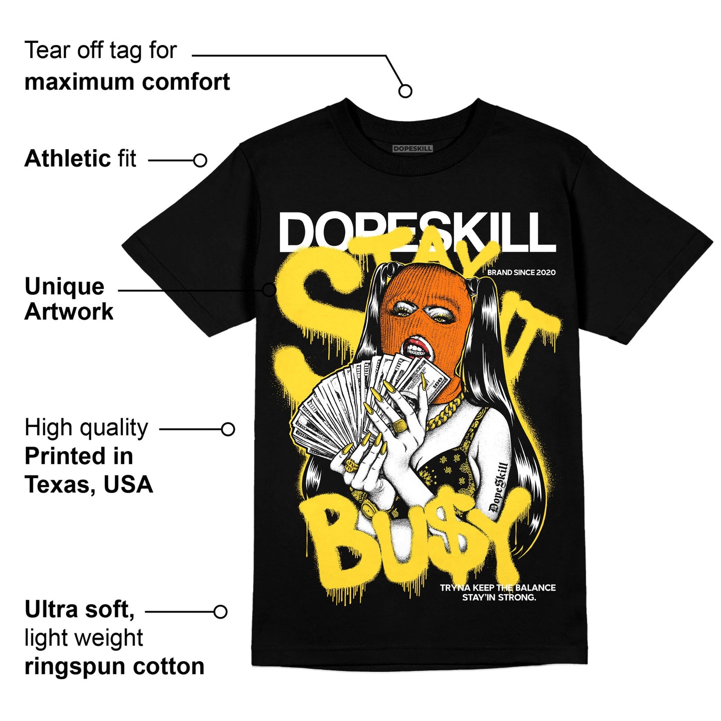 Black Tour Yellow AJ 4 Thunder DopeSkill T-Shirt Stay It Busy Graphic
