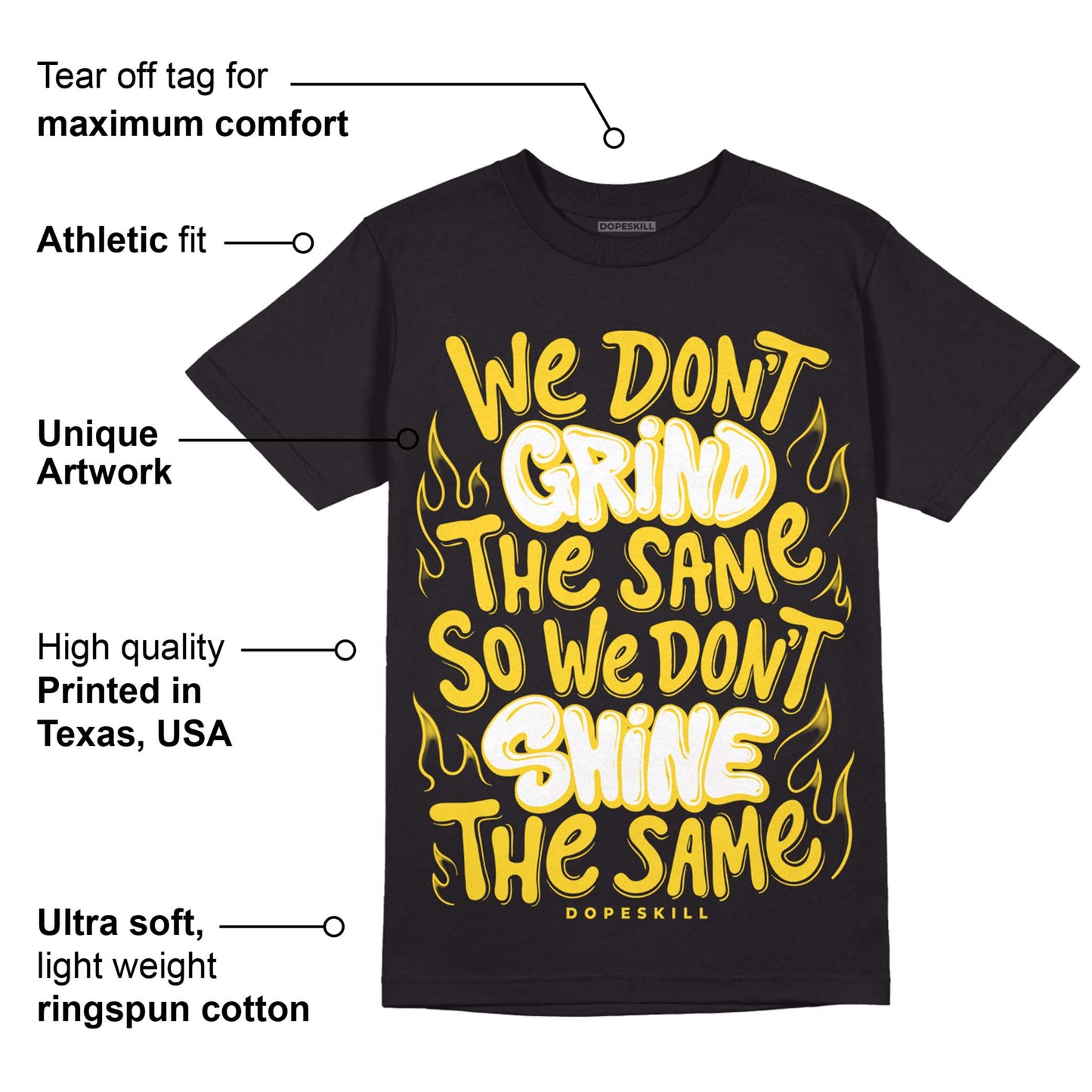Black Tour Yellow AJ 4 Thunder DopeSkill T-Shirt Grind Shine Graphic