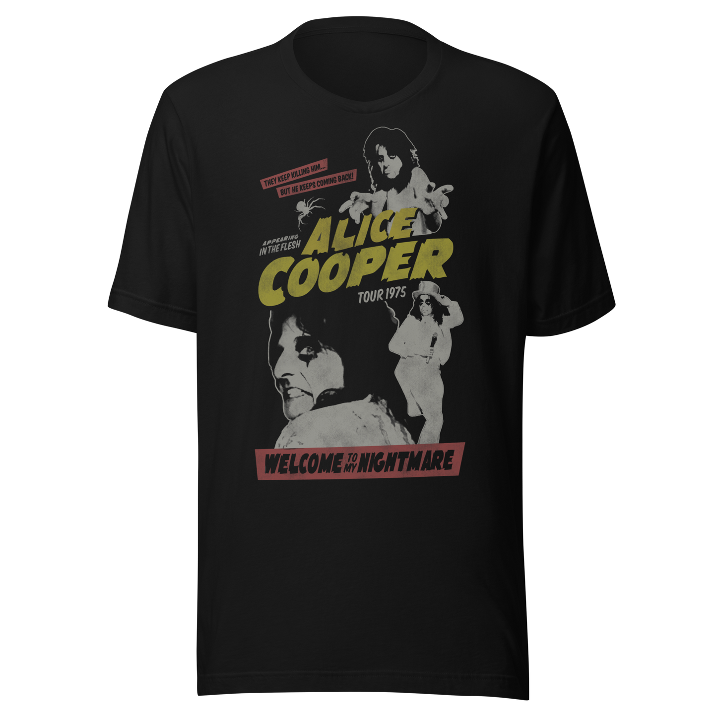 Alice Cooper 1975 Tour Vintage T Shirt Black
