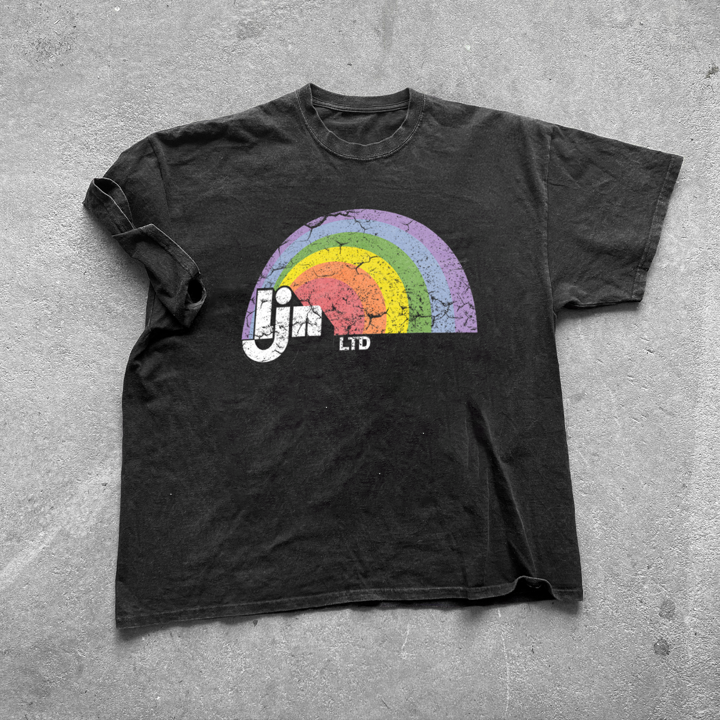 DISTRESSED 'LJN' VINTAGE BLACK WASHED TEE