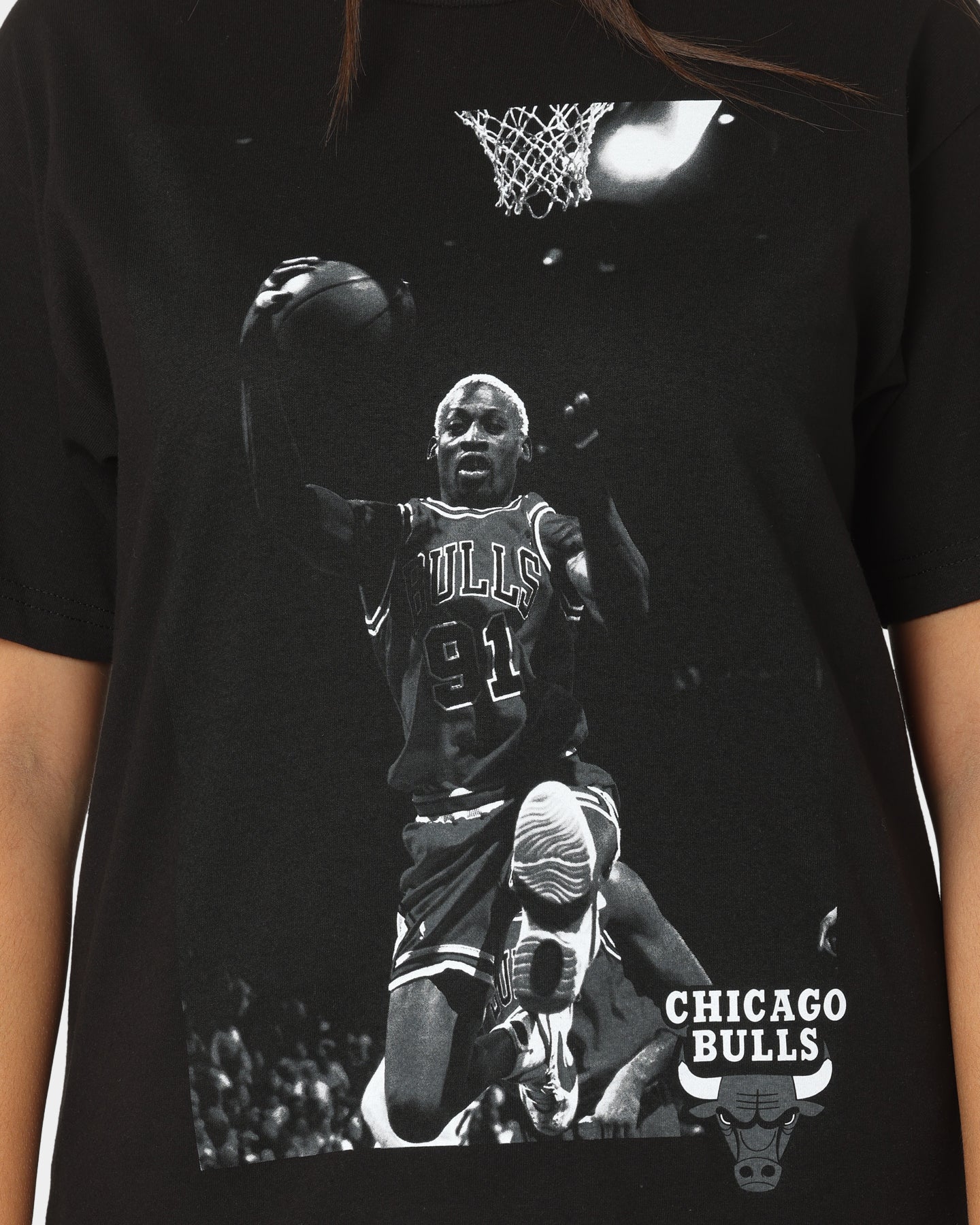 Mitchell & Ness Chicago Bulls Dennis Rodman Photo Real Vintage T-Shirt Vintage Black Style001