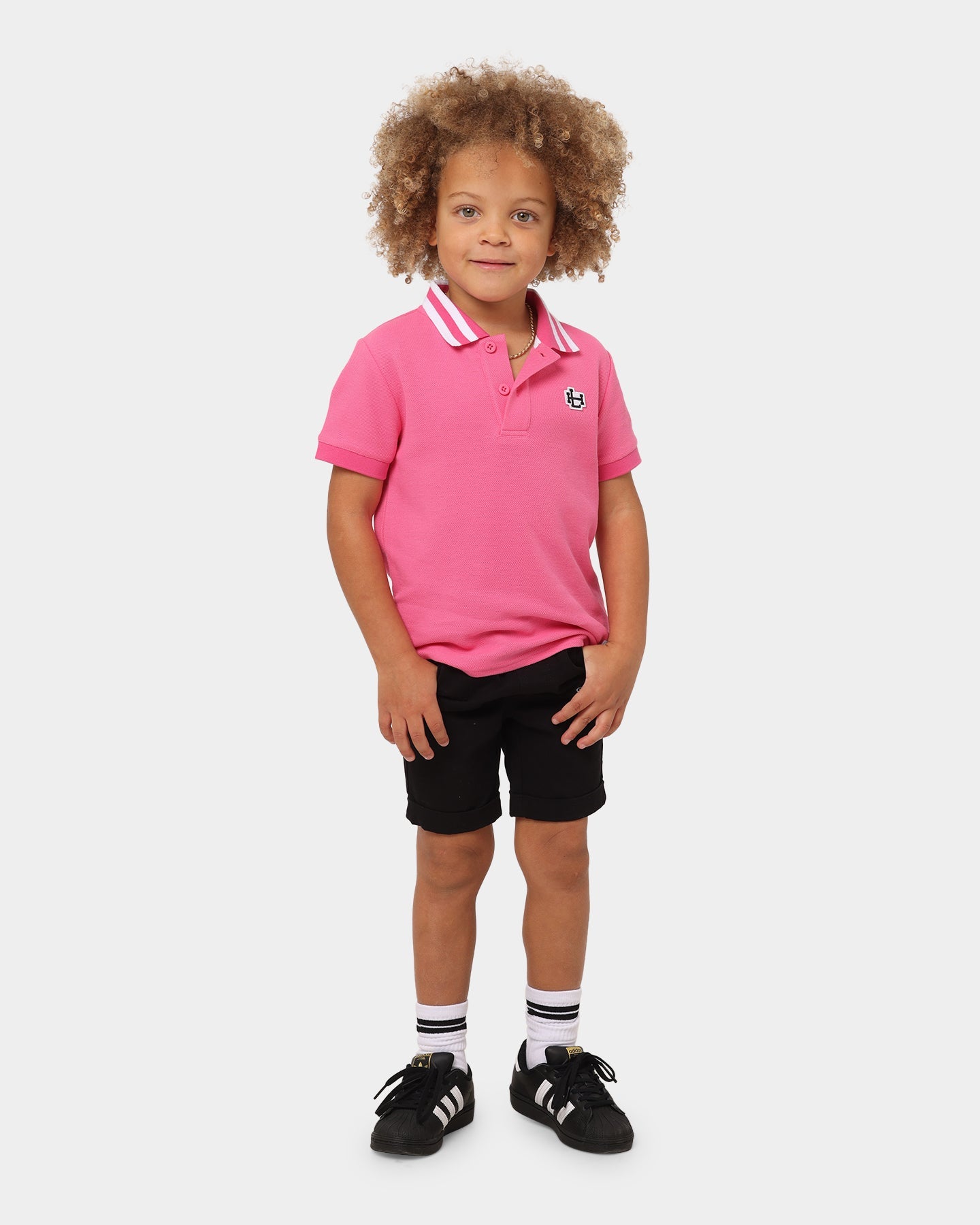 Lil Homm√© Kid's Mono Short Sleeve Polo Shirt Hot Pink