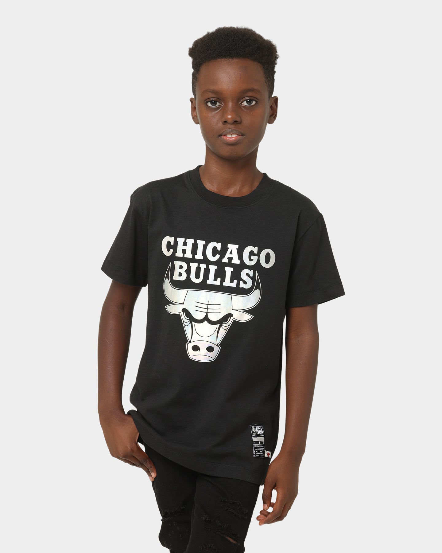 NBA Kids' Chicago Bulls Platinum Foil Team Logo T-Shirt Black