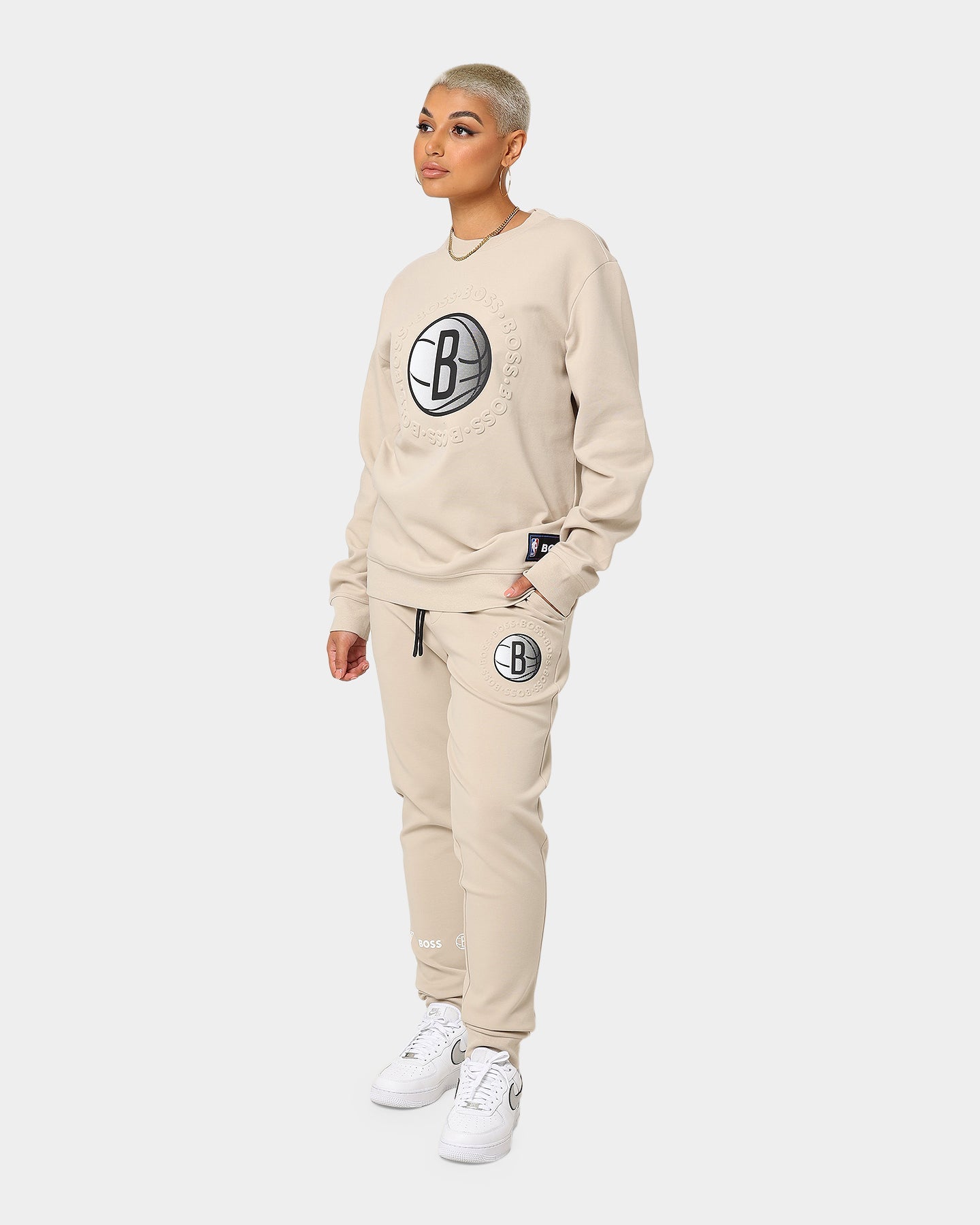 Hugo Boss Hugo Boss X NBA Basic Brooklyn Nets Crewneck Sweatshirt Light Beige Style001
