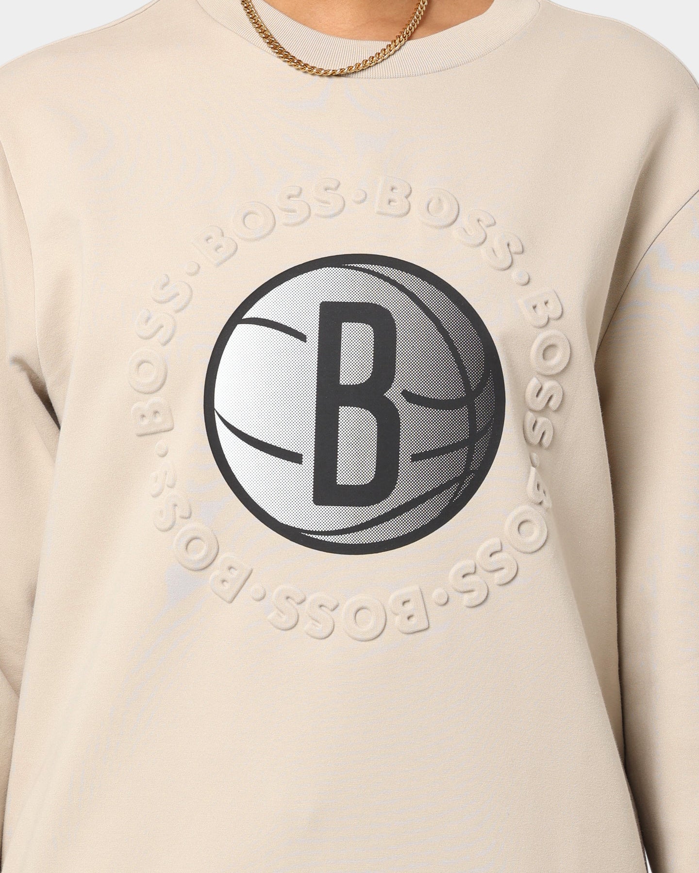 Hugo Boss Hugo Boss X NBA Basic Brooklyn Nets Crewneck Sweatshirt Light Beige Style001