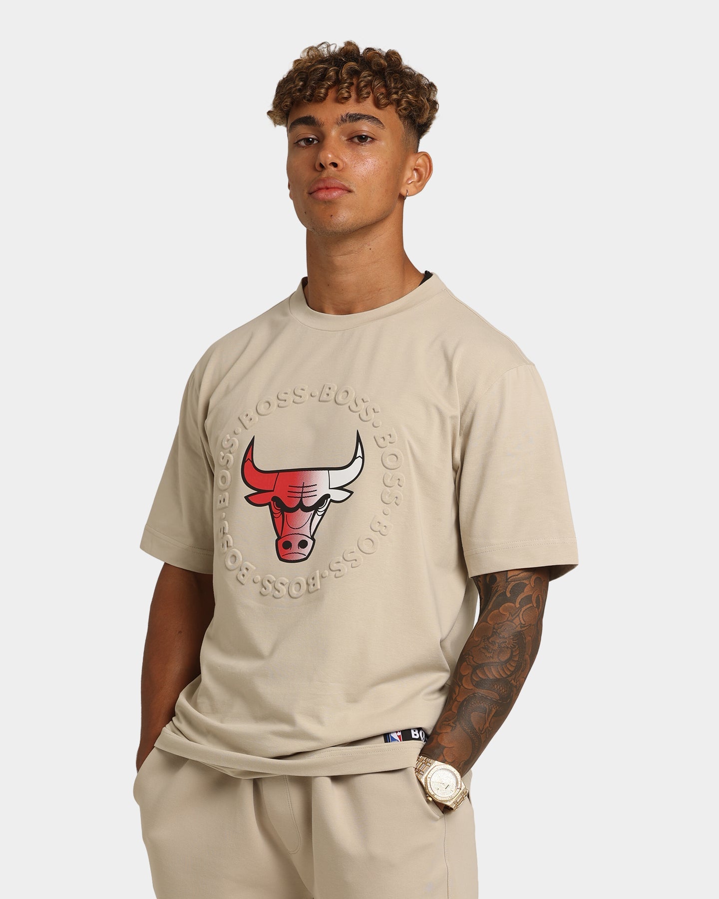 Hugo Boss Hugo Boss X NBA Basic Chicago Bulls Short Sleeve T-Shirt Light Beige