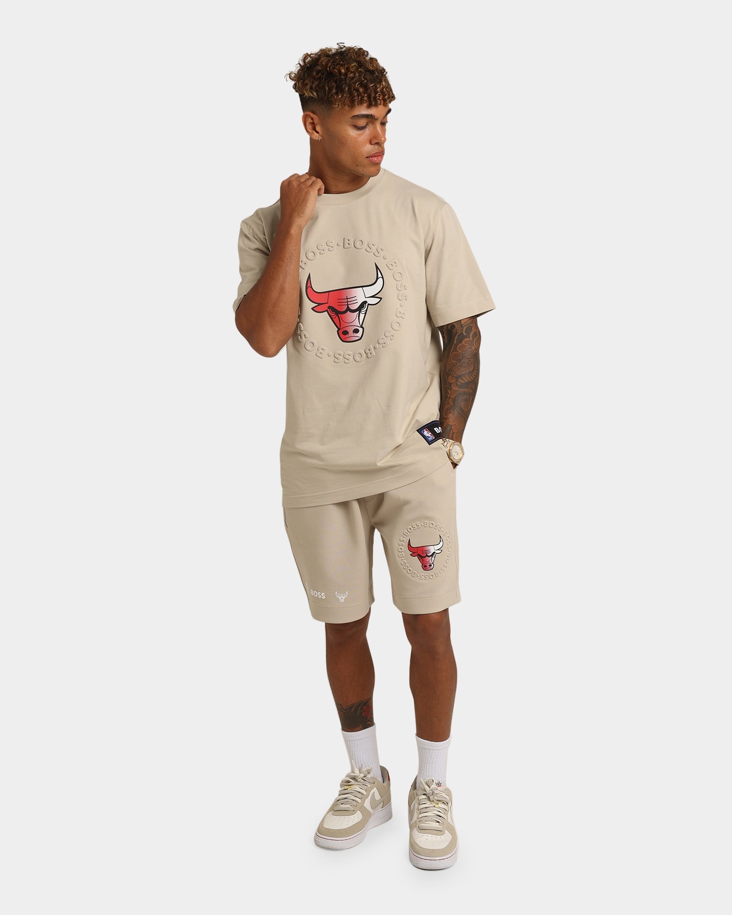 Hugo Boss Hugo Boss X NBA Basic Chicago Bulls Short Sleeve T-Shirt Light Beige