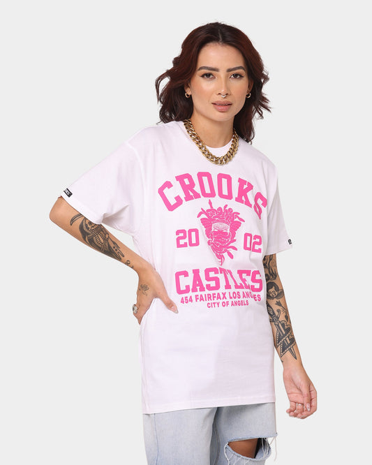 Crooks & Castles Fairfax Varsity T-Shirt White/Hot Pink Style001