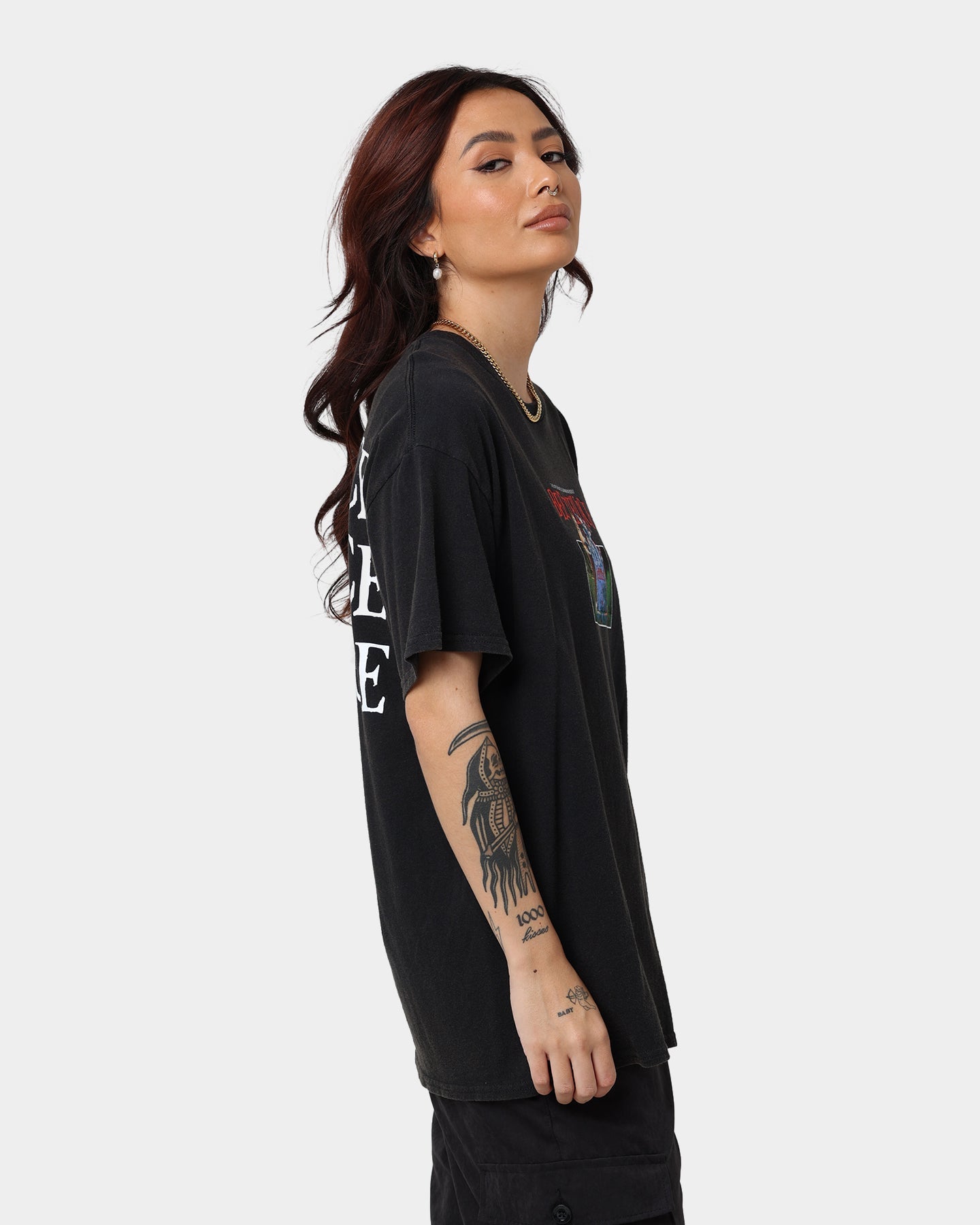 American Thrift X Beetlejuice Here Lies Vintage T-Shirt Vintage Black Style001