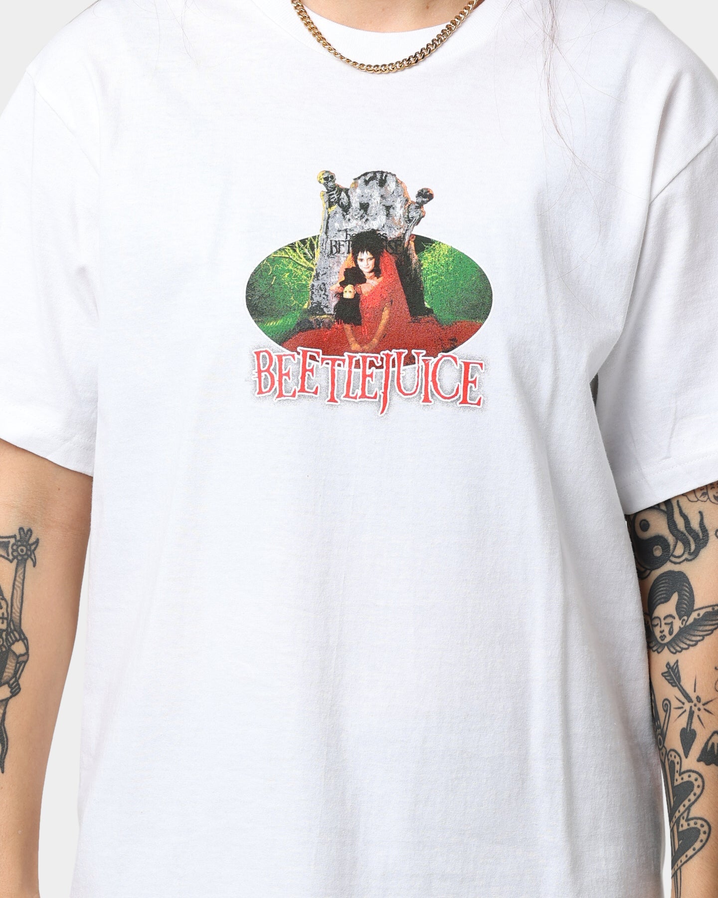 American Thrift X Beetlejuice Lydia T-Shirt White Style001