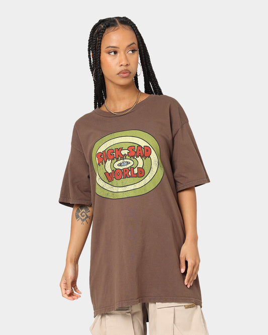 American Thrift X Daria Sick Sad World T-Shirt Brown Style001