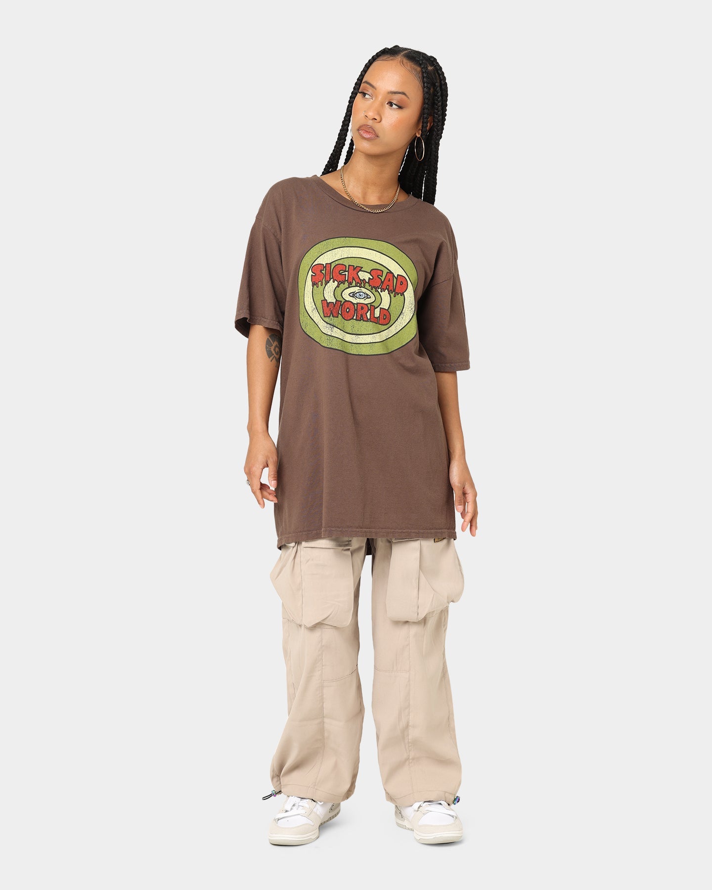 American Thrift X Daria Sick Sad World T-Shirt Brown Style001