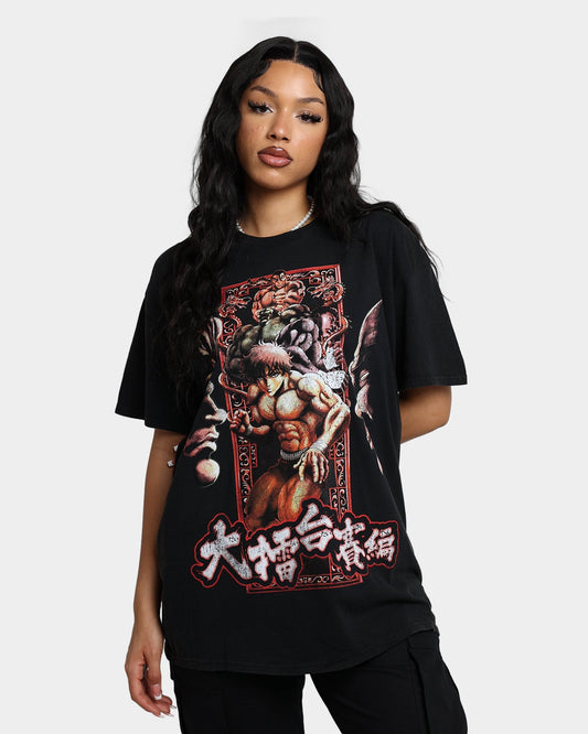Goat Crew X Baki Hanma The Raitai Tournament Vintage T-Shirt Black Wash Style001
